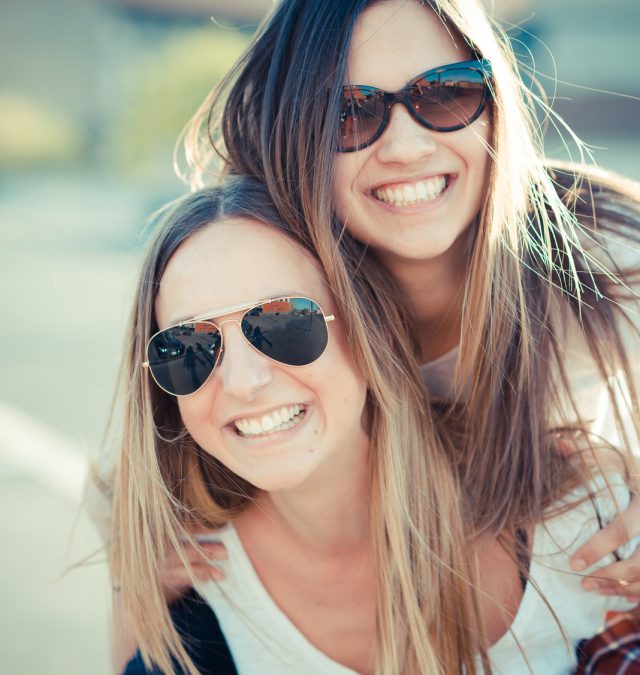 two beautiful young women friends